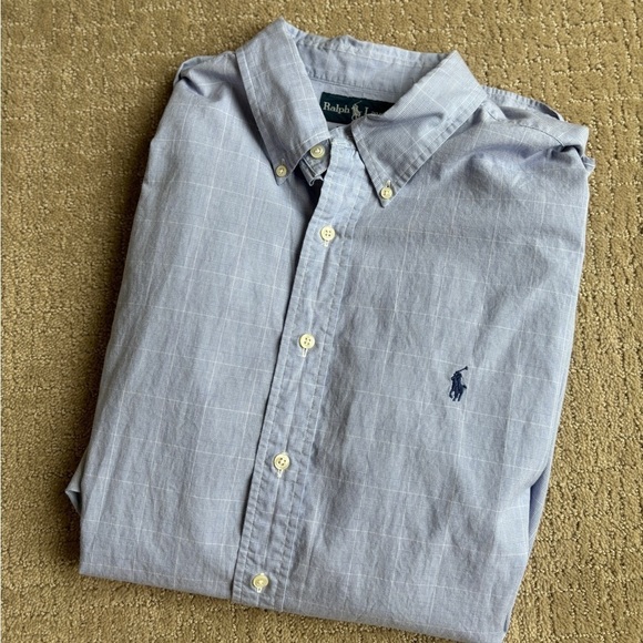 Ralph Lauren Yarmouth 100% Cotton Lighter Blue Men's Size 17 1/2 - Picture 3 of 8